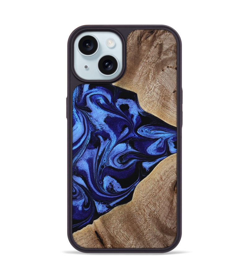 iPhone 15 Wood Phone Case - Harding (Blue, 800362)