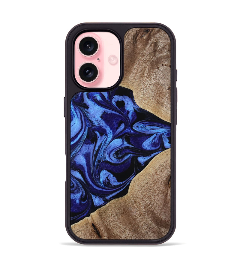 iPhone 16 Wood Phone Case - Harding (Blue, 800362)