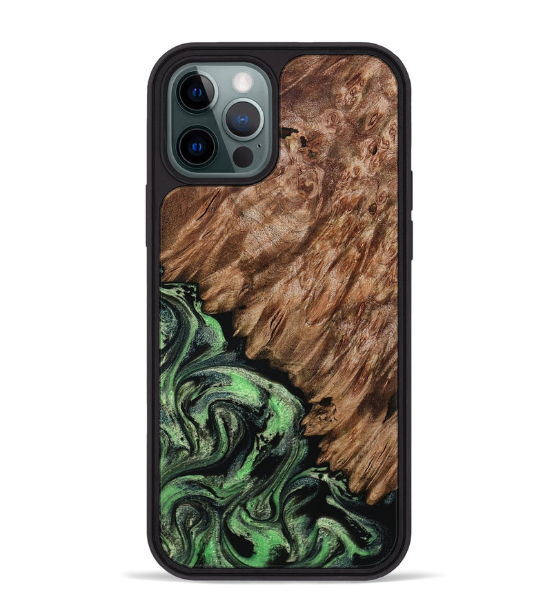 iPhone 12 Pro Max Wood Phone Case - Zada (Green, 800364)