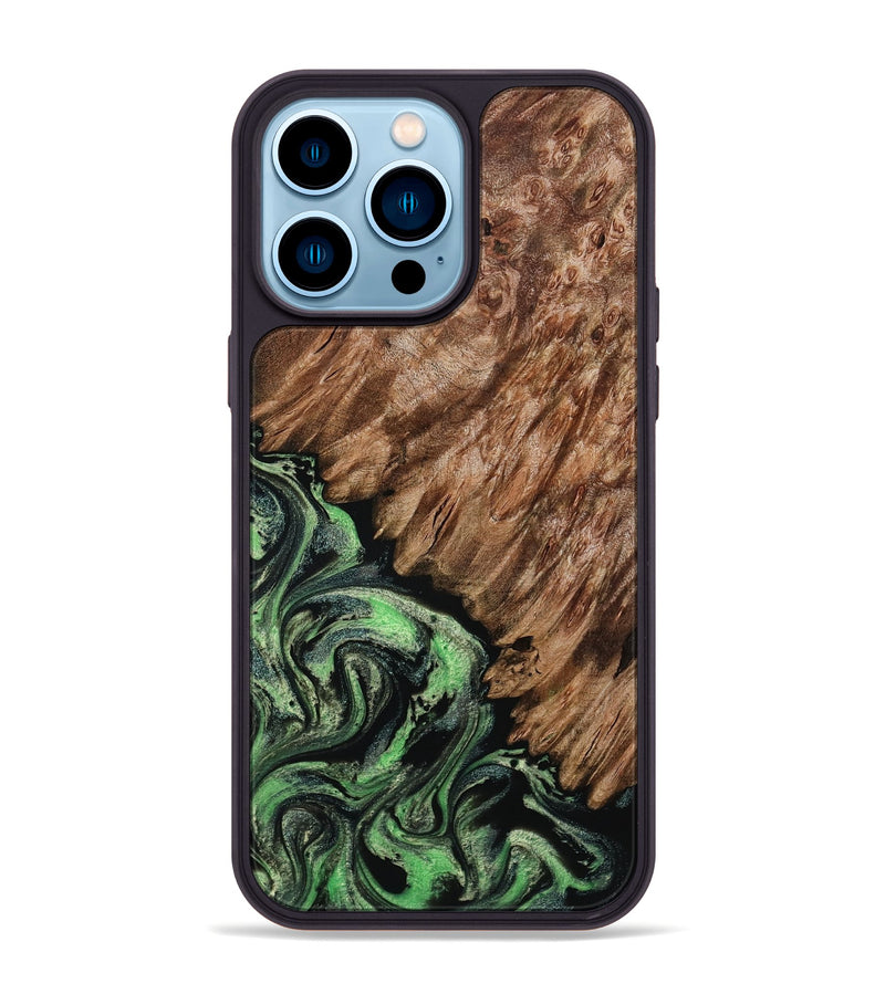 iPhone 14 Pro Max Wood Phone Case - Zada (Green, 800364)