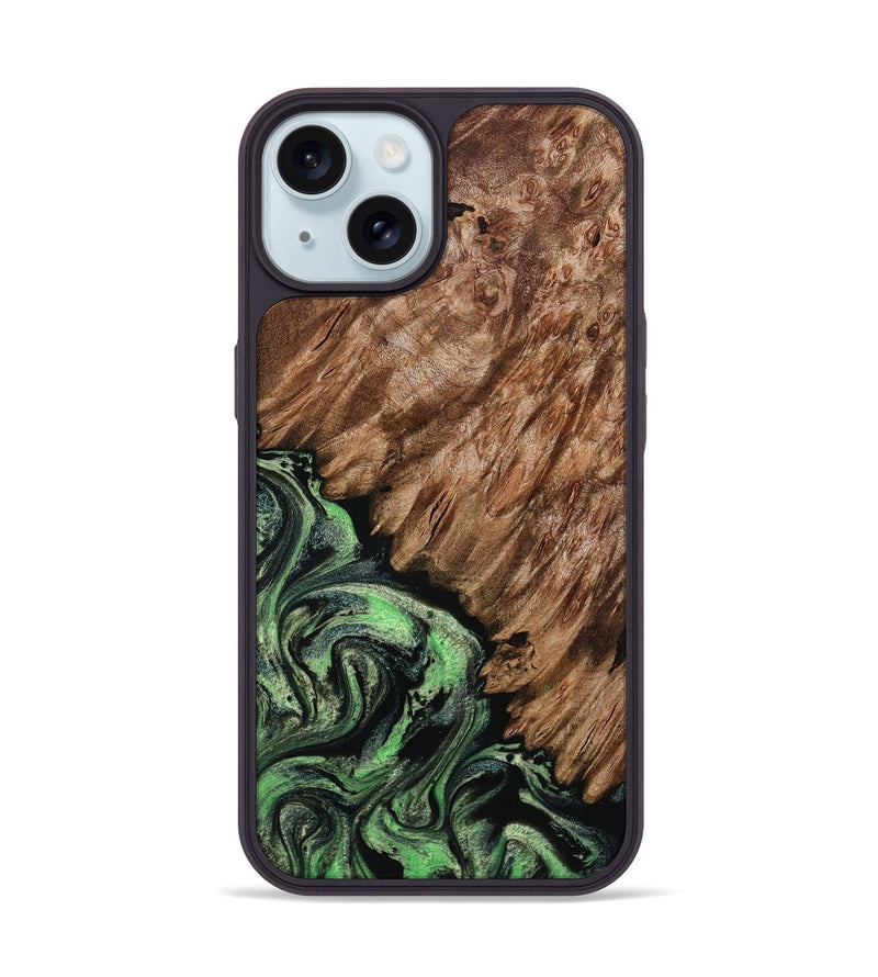 iPhone 15 Wood Phone Case - Zada (Green, 800364)