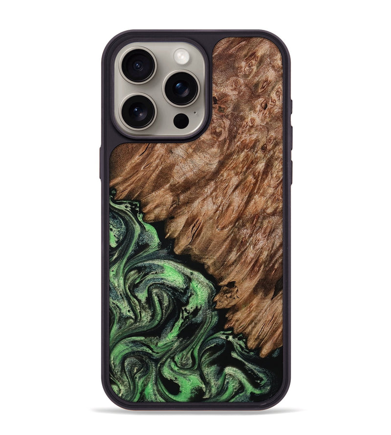 iPhone 15 Pro Max Wood Phone Case - Zada (Green, 800364)
