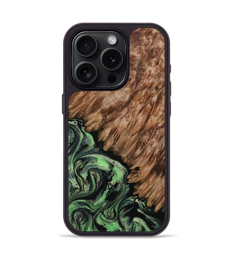 iPhone 15 Pro Wood Phone Case - Zada (Green, 800364)
