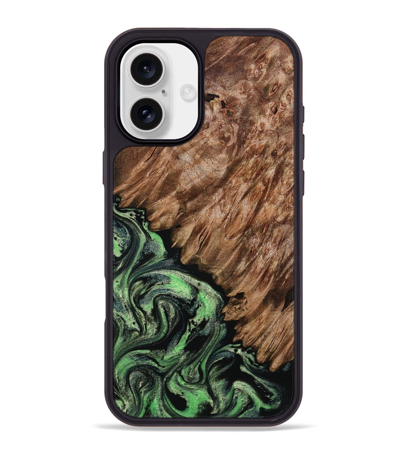 iPhone 16 Plus Wood Phone Case - Zada (Green, 800364)