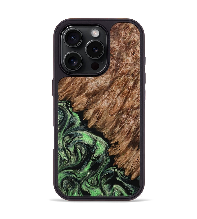 iPhone 16 Pro Wood Phone Case - Zada (Green, 800364)