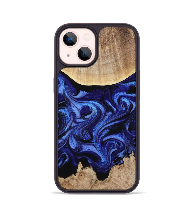 iPhone 14 Wood Phone Case - Racheal (Blue, 800369)