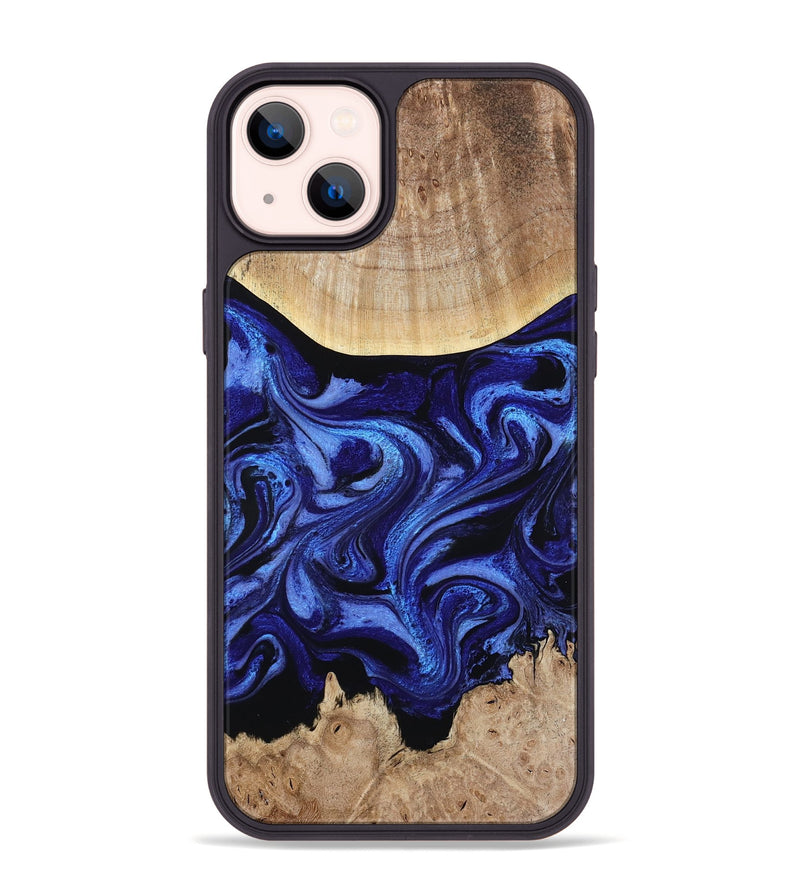 iPhone 14 Plus Wood Phone Case - Racheal (Blue, 800369)