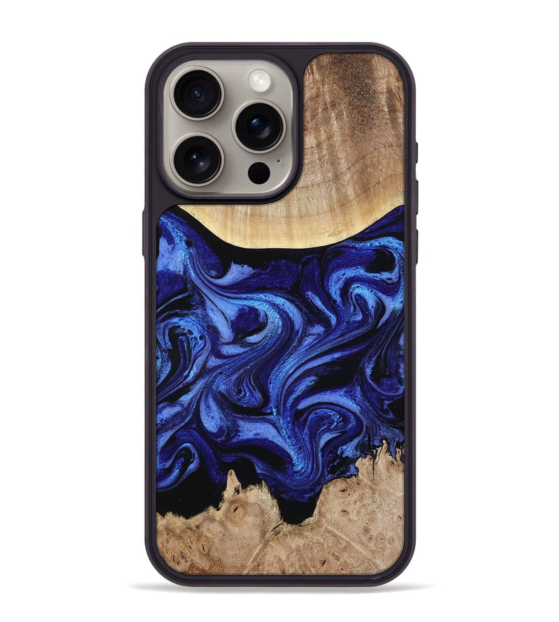 iPhone 15 Pro Max Wood Phone Case - Racheal (Blue, 800369)