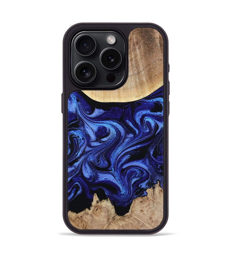 iPhone 15 Pro Wood Phone Case - Racheal (Blue, 800369)