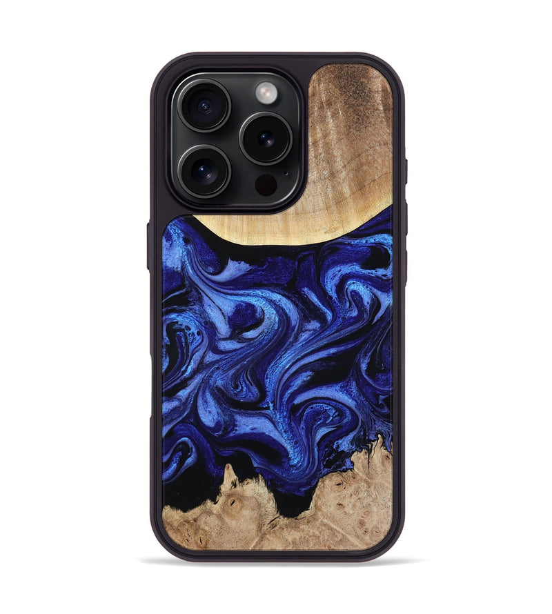 iPhone 16 Pro Wood Phone Case - Racheal (Blue, 800369)