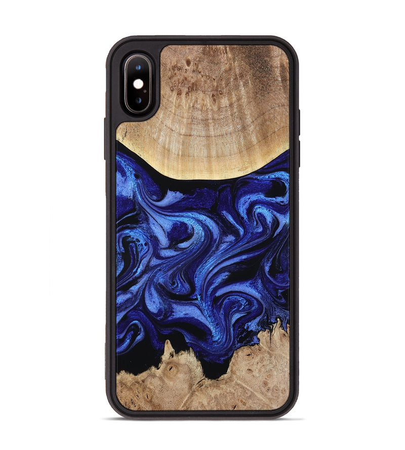 iPhone Xs Max Wood Phone Case - Racheal (Blue, 800369)