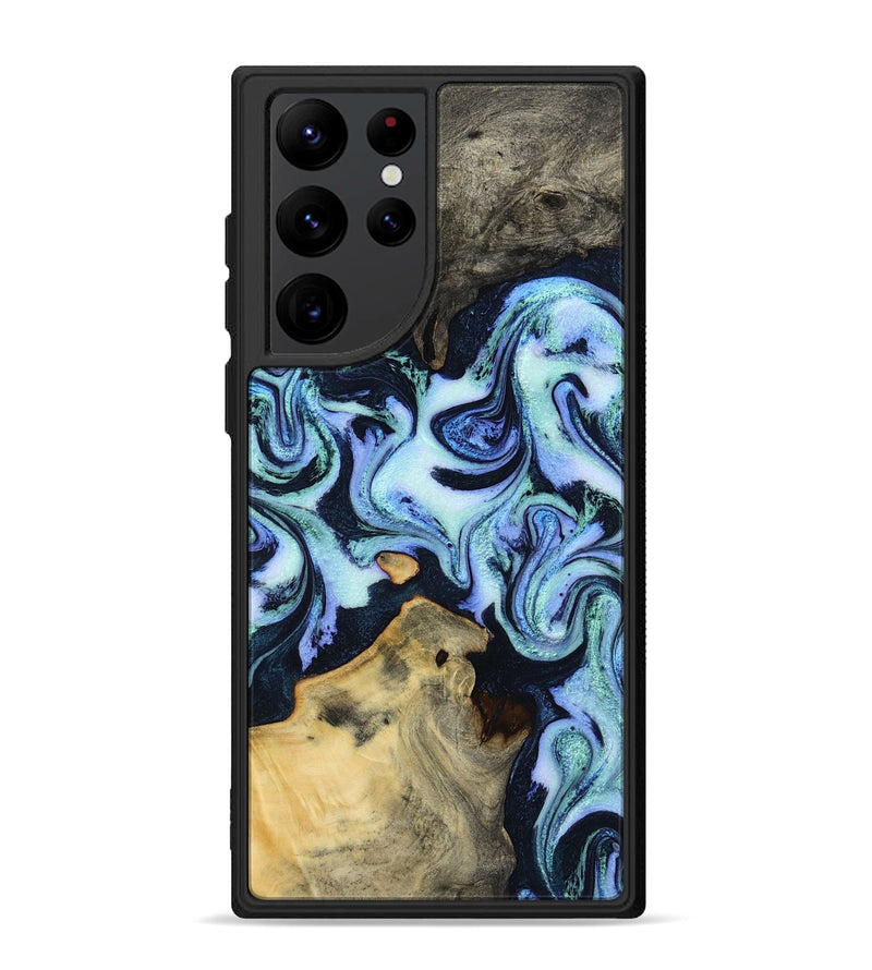 Galaxy S22 Ultra Wood Phone Case - Myrtie (Blue, 800370)