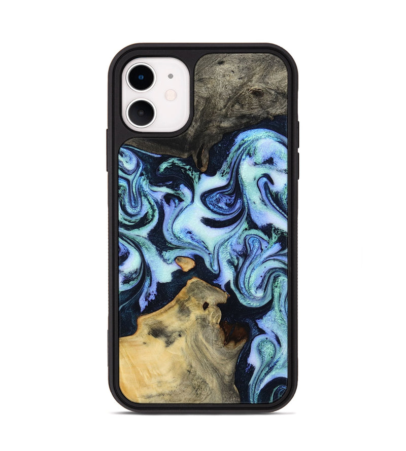 iPhone 11 Wood Phone Case - Myrtie (Blue, 800370)