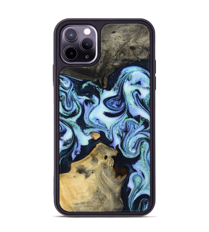iPhone 11 Pro Max Wood Phone Case - Myrtie (Blue, 800370)