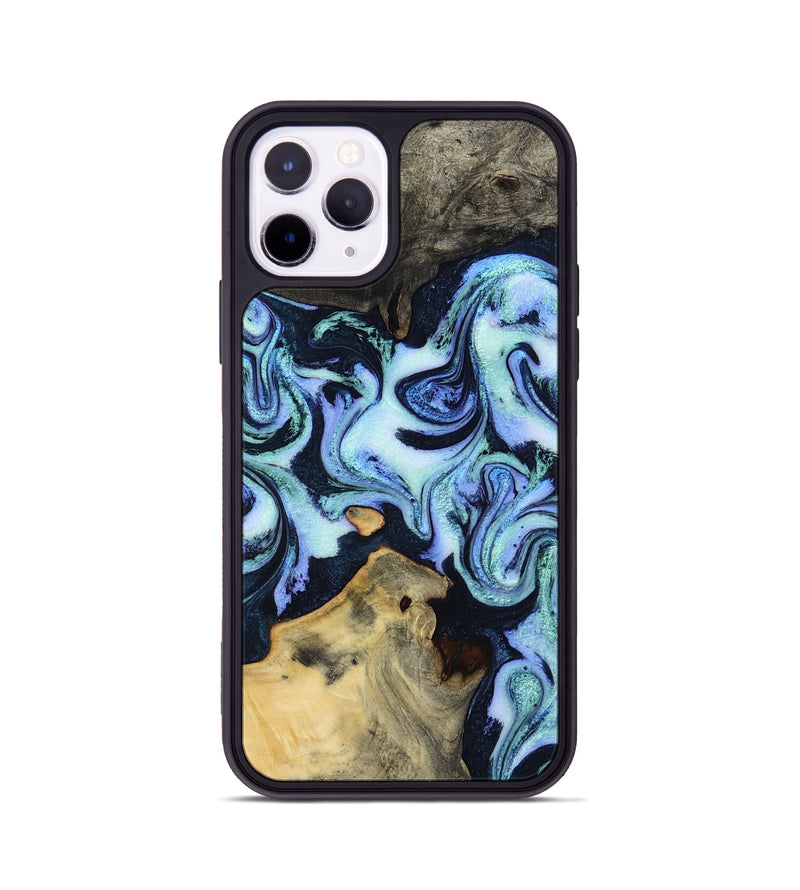 iPhone 11 Pro Wood Phone Case - Myrtie (Blue, 800370)