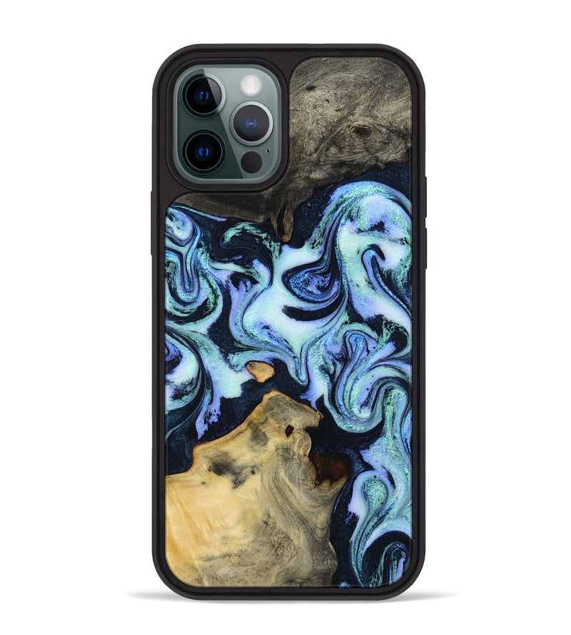 iPhone 12 Pro Max Wood Phone Case - Myrtie (Blue, 800370)