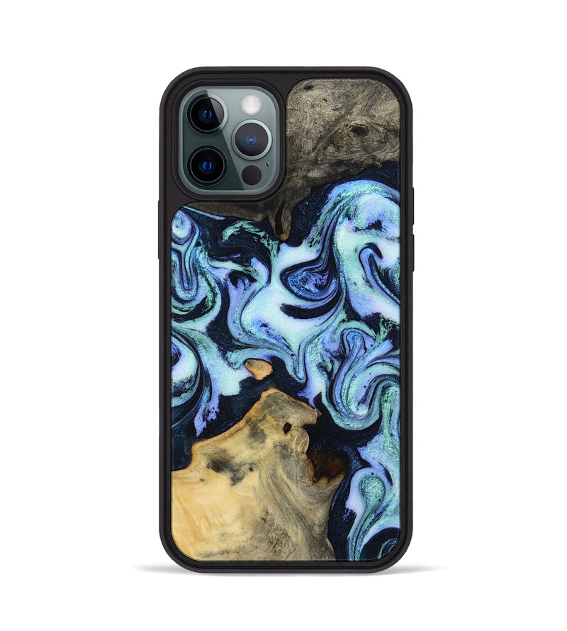 iPhone 12 Pro Wood Phone Case - Myrtie (Blue, 800370)