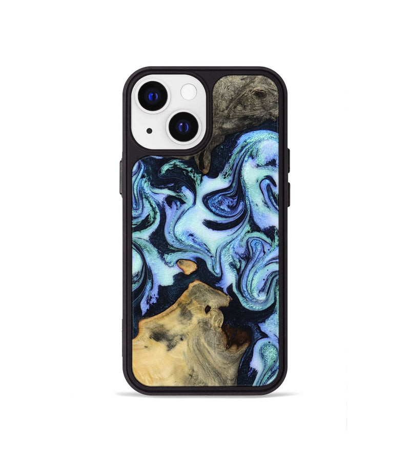 iPhone 13 mini Wood Phone Case - Myrtie (Blue, 800370)