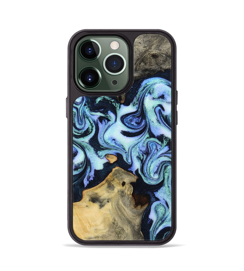 iPhone 13 Pro Wood Phone Case - Myrtie (Blue, 800370)