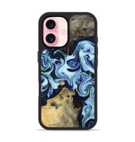 iPhone 16 Wood Phone Case - Myrtie (Blue, 800370)