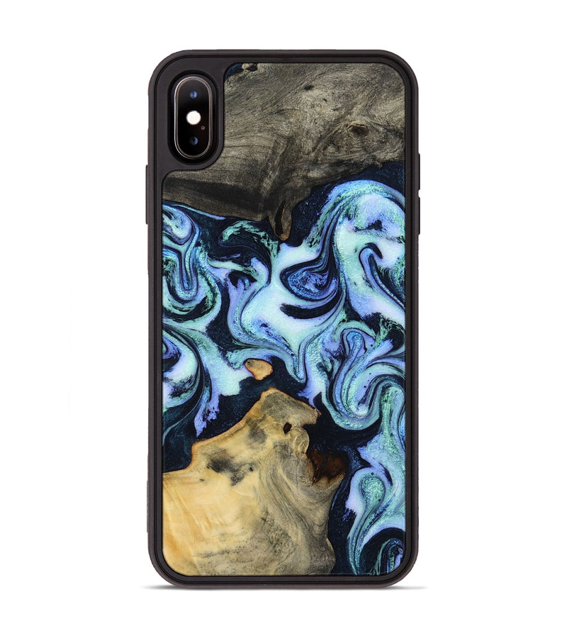 iPhone Xs Max Wood Phone Case - Myrtie (Blue, 800370)