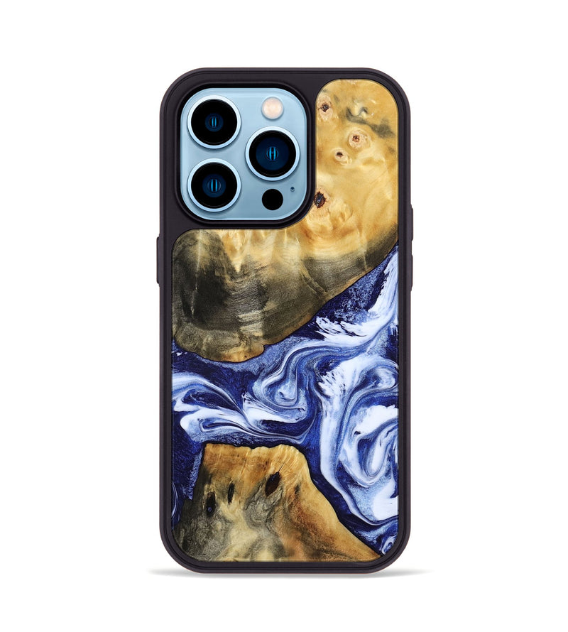 iPhone 14 Pro Wood Phone Case - Tanner (Blue, 800373)