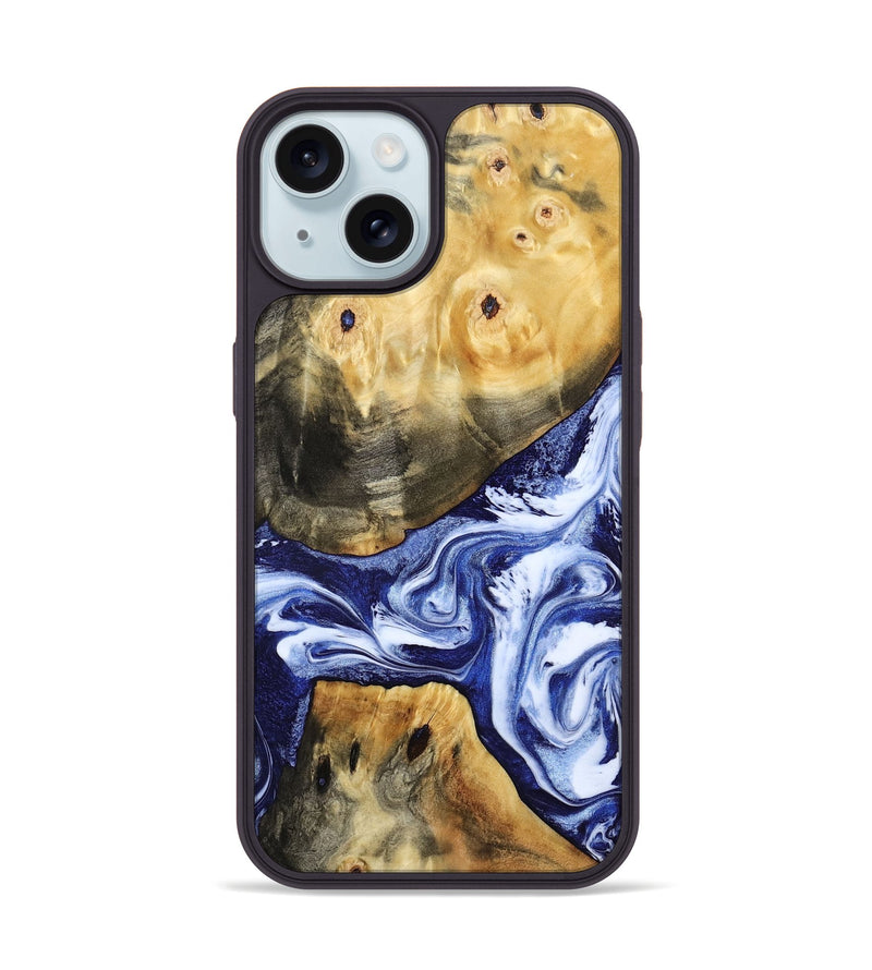 iPhone 15 Wood Phone Case - Tanner (Blue, 800373)