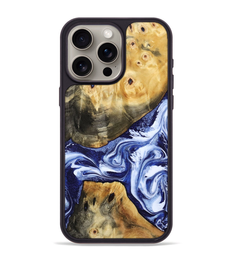 iPhone 15 Pro Max Wood Phone Case - Tanner (Blue, 800373)