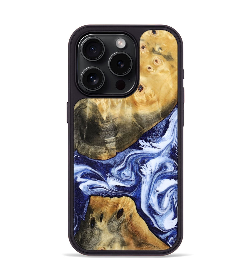 iPhone 15 Pro Wood Phone Case - Tanner (Blue, 800373)