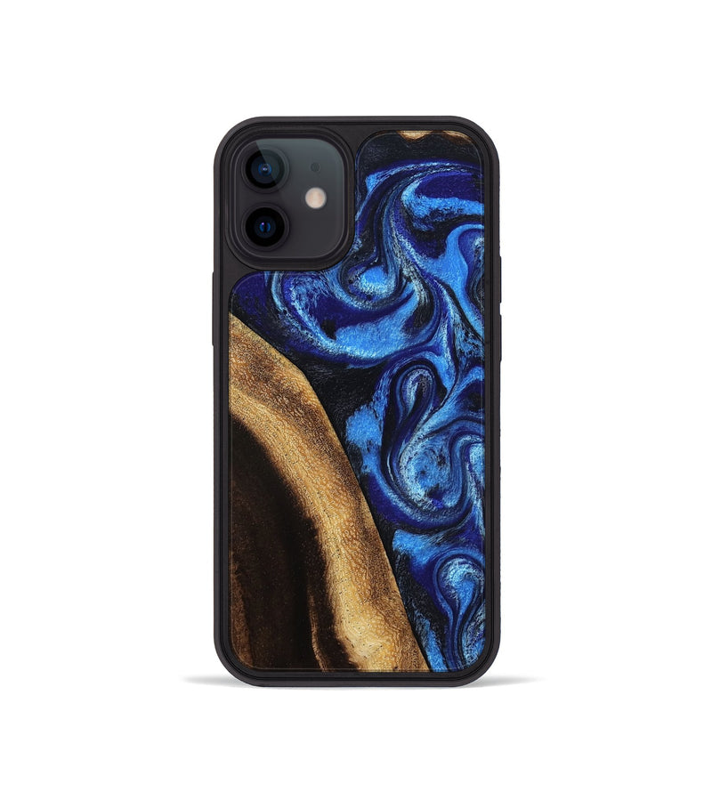 iPhone 12 mini Wood Phone Case - Mylie (Blue, 800377)