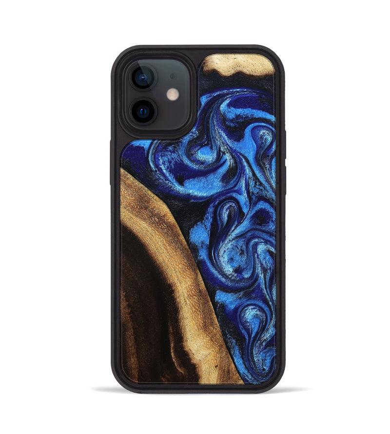 iPhone 12 Wood Phone Case - Mylie (Blue, 800377)