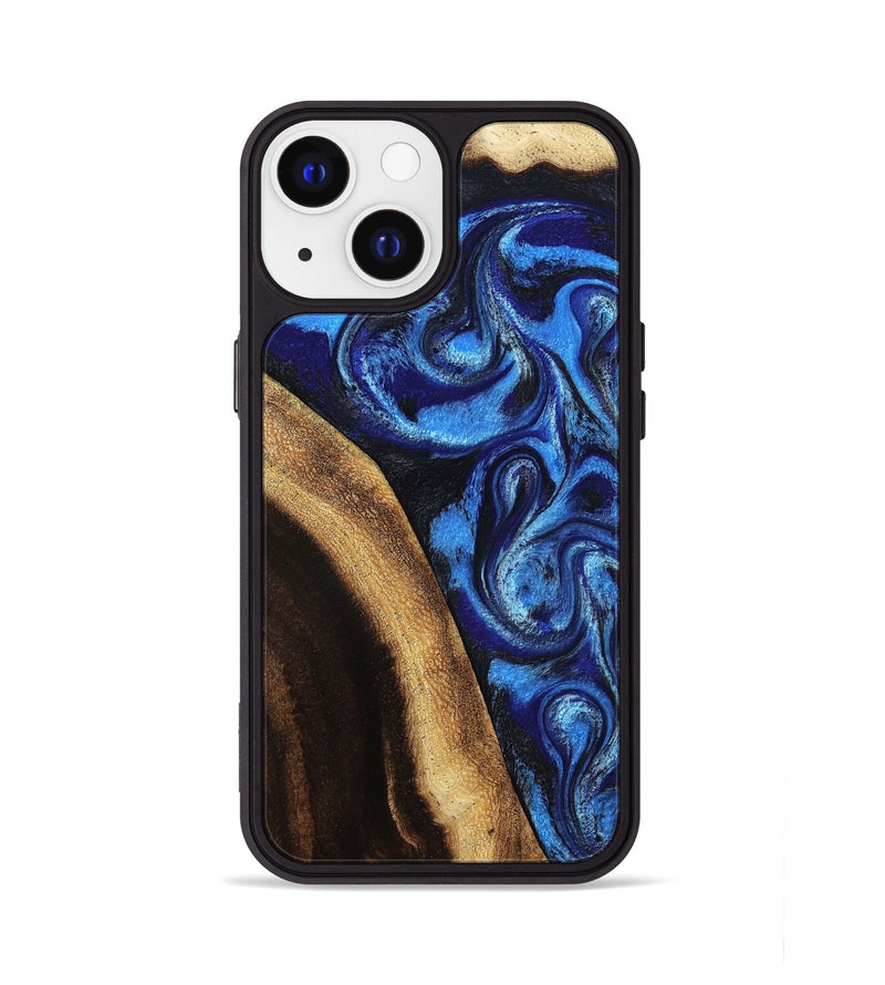 iPhone 13 Wood Phone Case - Mylie (Blue, 800377)