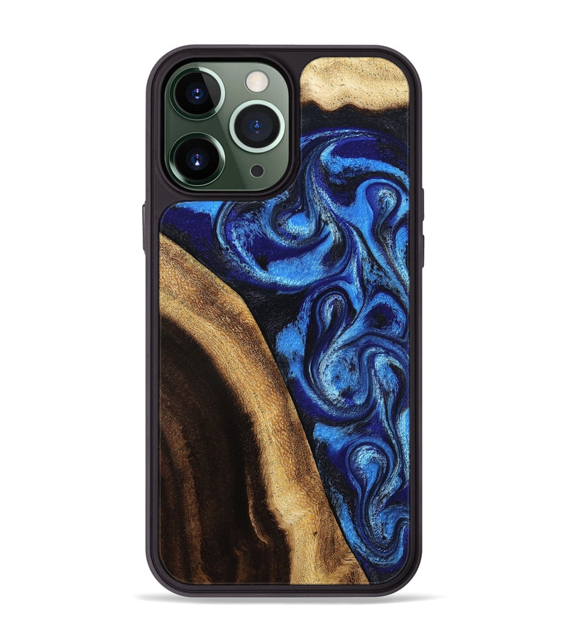 iPhone 13 Pro Max Wood Phone Case - Mylie (Blue, 800377)