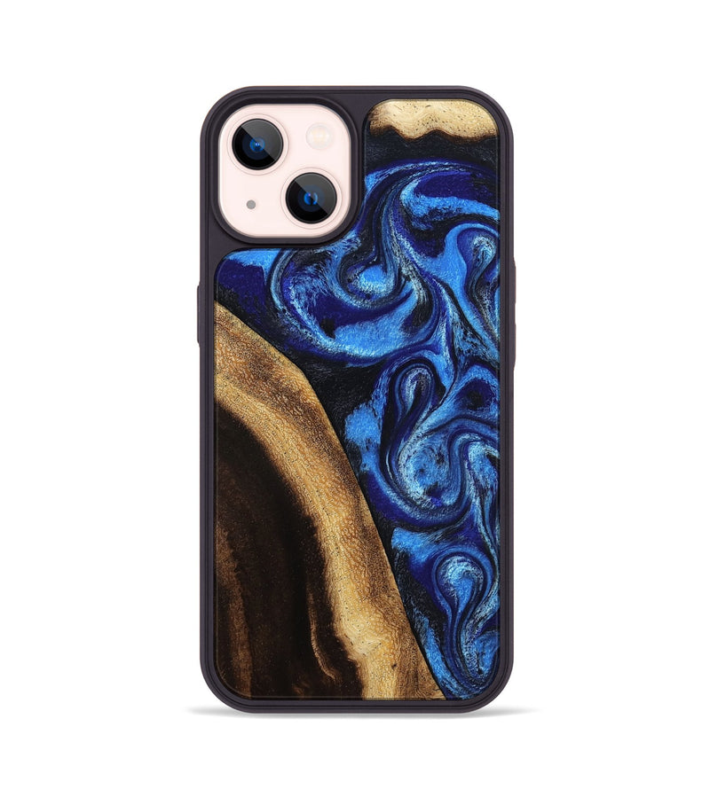 iPhone 14 Wood Phone Case - Mylie (Blue, 800377)