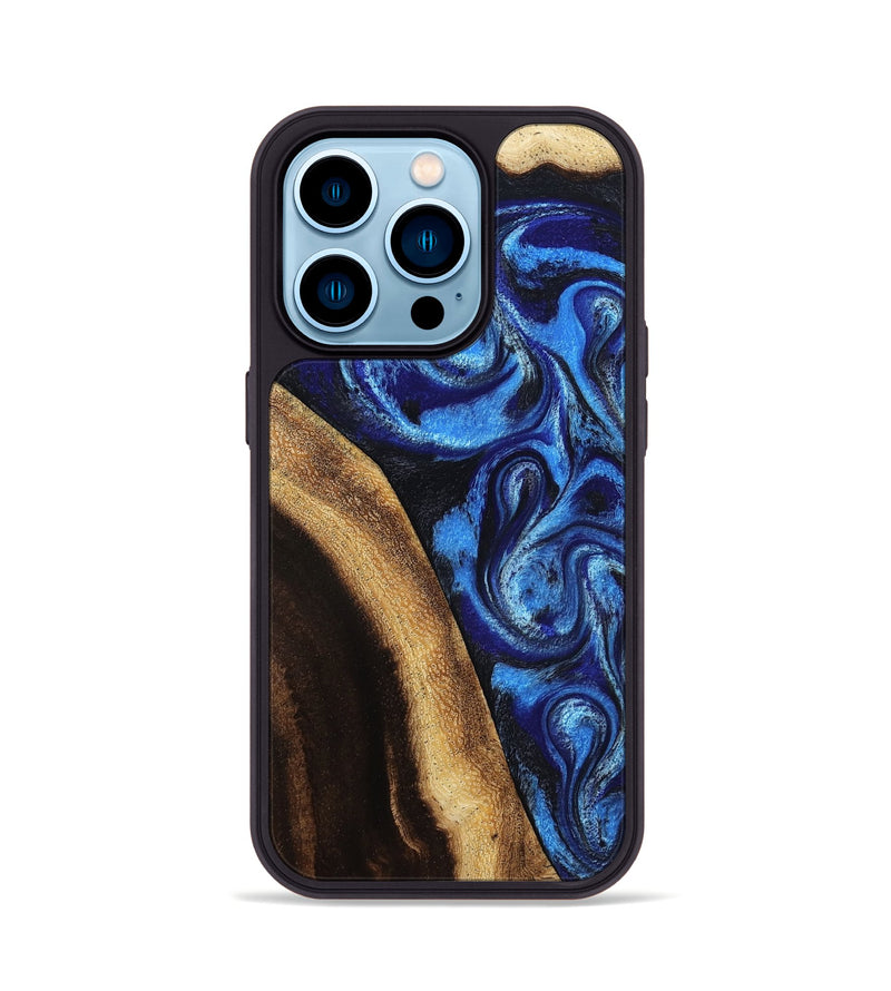 iPhone 14 Pro Wood Phone Case - Mylie (Blue, 800377)