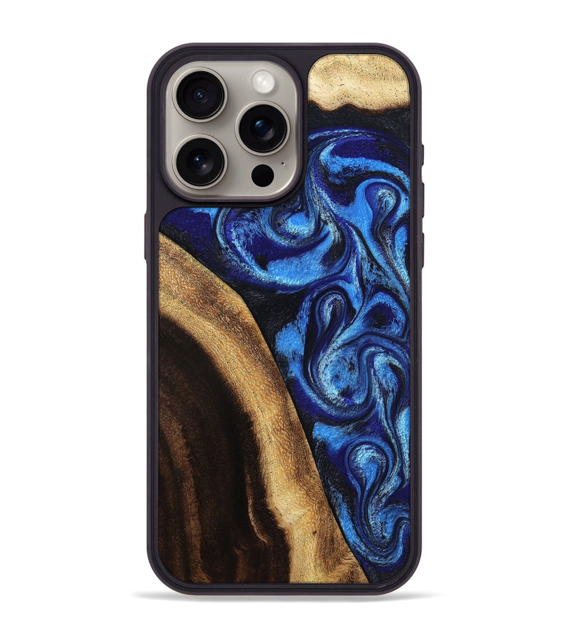 iPhone 15 Pro Max Wood Phone Case - Mylie (Blue, 800377)