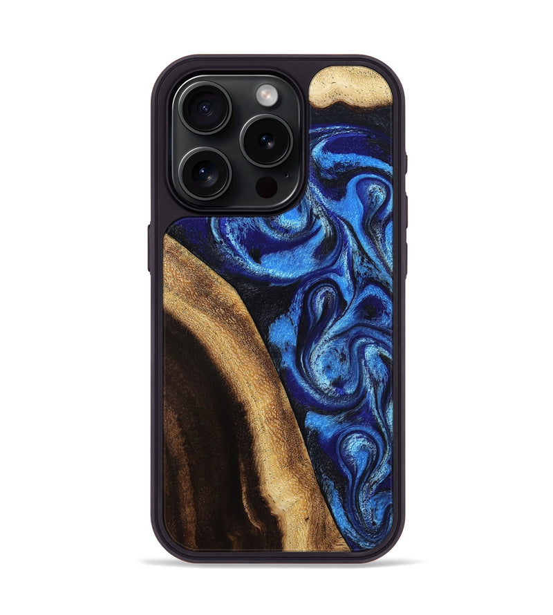 iPhone 15 Pro Wood Phone Case - Mylie (Blue, 800377)