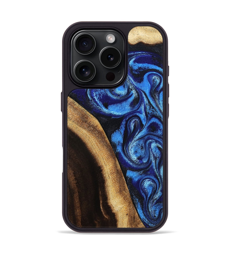iPhone 16 Pro Wood Phone Case - Mylie (Blue, 800377)