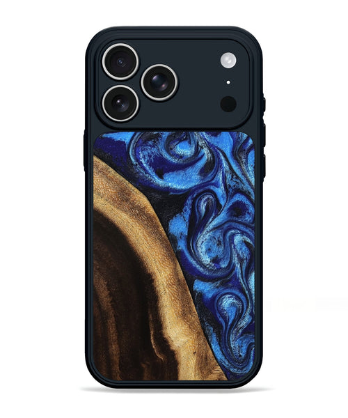 iPhone 17 Pro Max Wood Phone Case - Mylie (Blue, 800377)