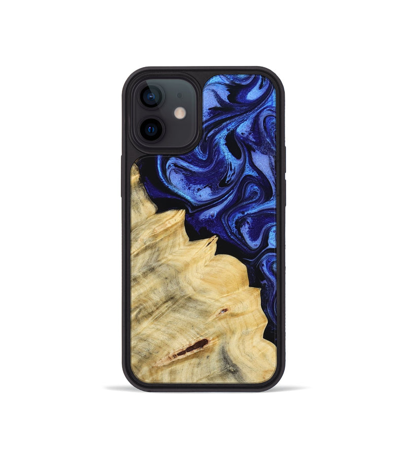 iPhone 12 mini Wood Phone Case - Shawn (Blue, 800379)