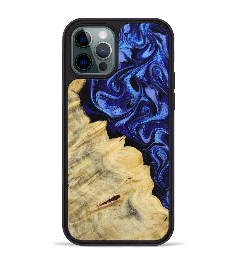 iPhone 12 Pro Max Wood Phone Case - Shawn (Blue, 800379)