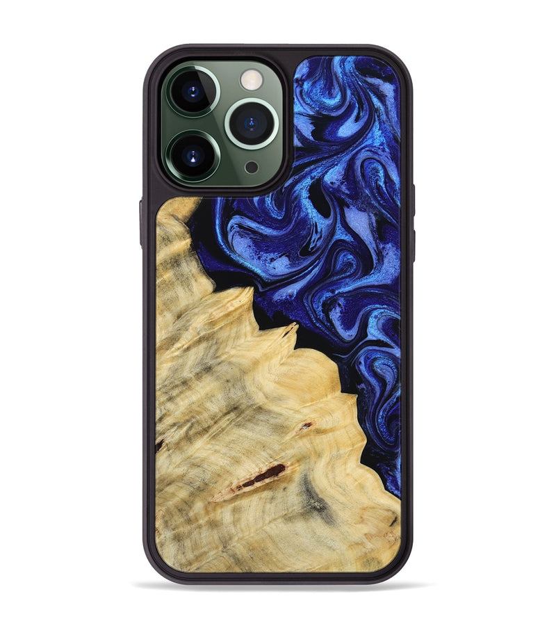 iPhone 13 Pro Max Wood Phone Case - Shawn (Blue, 800379)