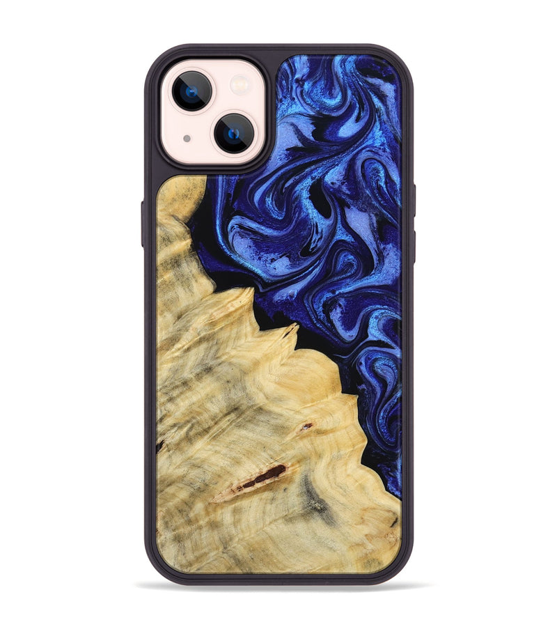 iPhone 14 Plus Wood Phone Case - Shawn (Blue, 800379)