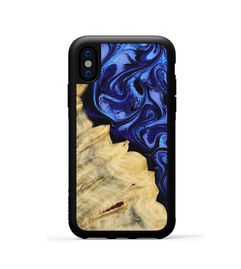 iPhone Xs Wood Phone Case - Shawn (Blue, 800379)