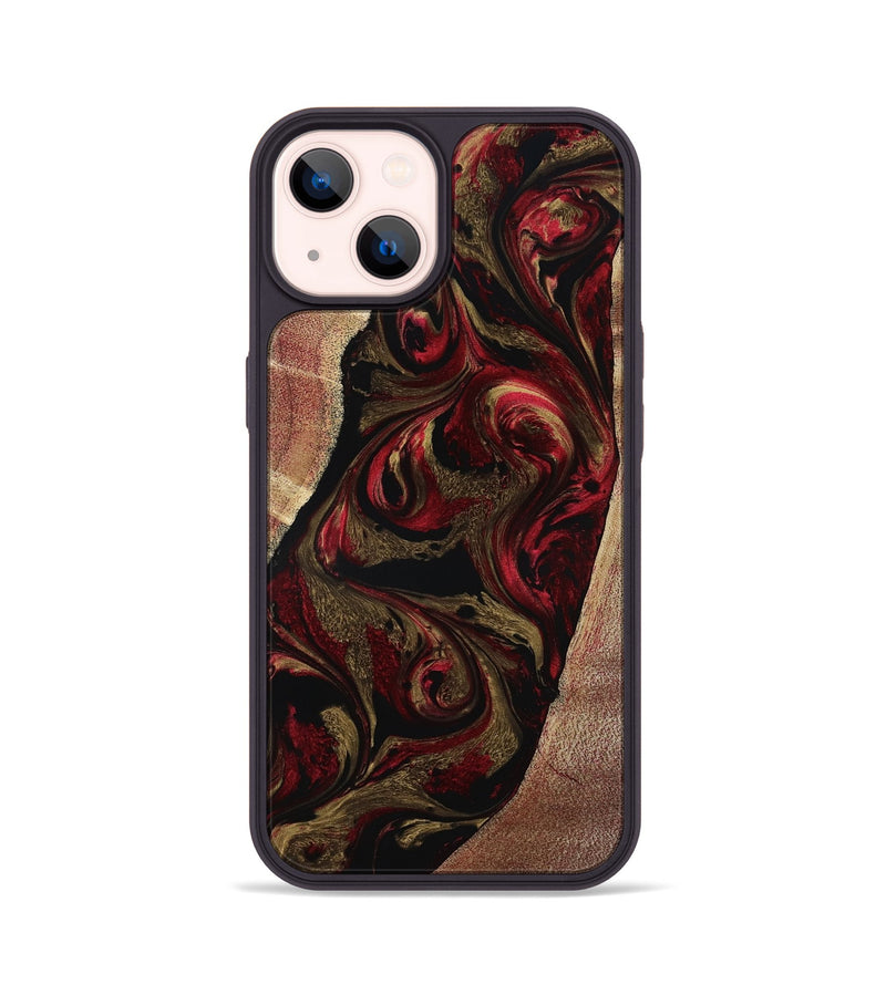 iPhone 14 Wood Phone Case - Malik (Red, 800383)