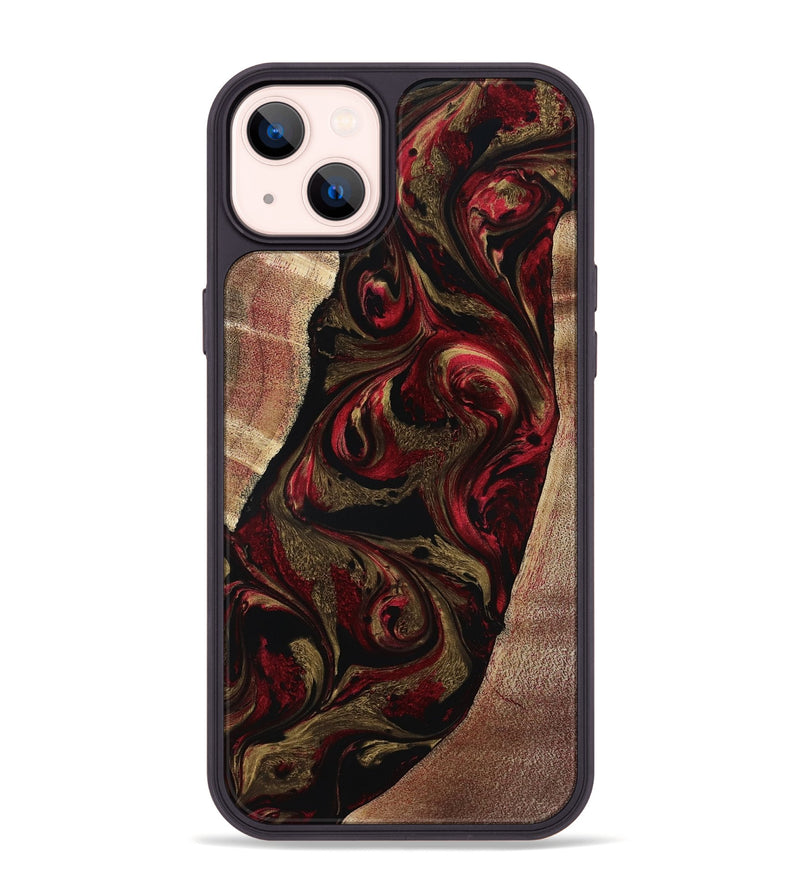 iPhone 14 Plus Wood Phone Case - Malik (Red, 800383)
