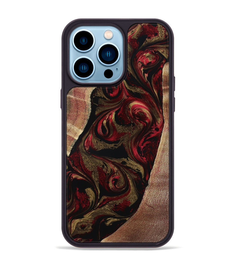 iPhone 14 Pro Max Wood Phone Case - Malik (Red, 800383)