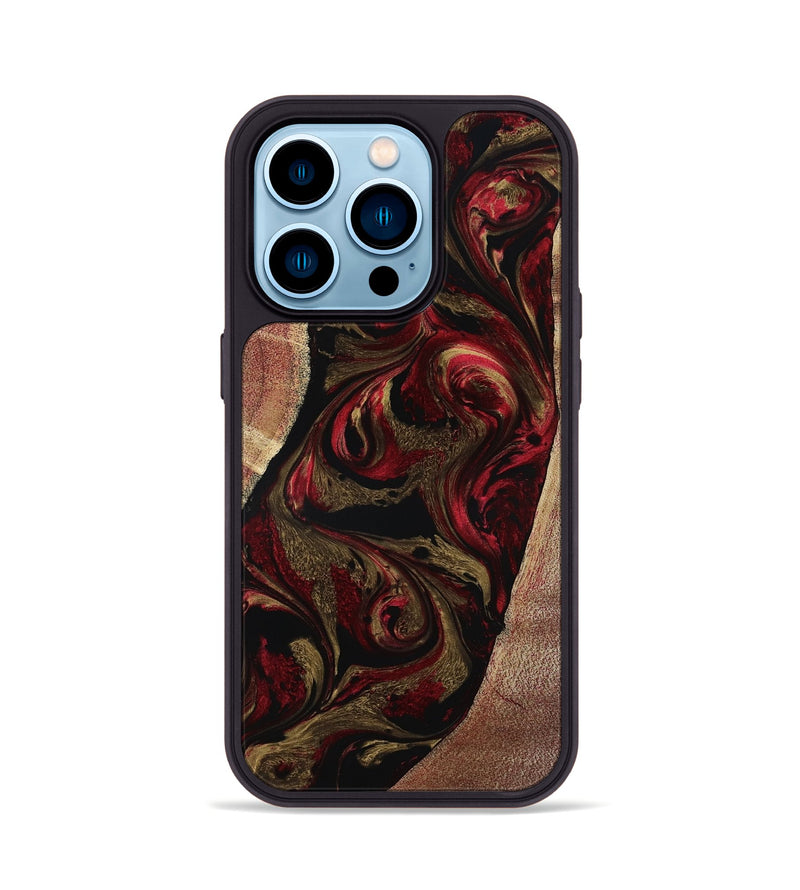 iPhone 14 Pro Wood Phone Case - Malik (Red, 800383)