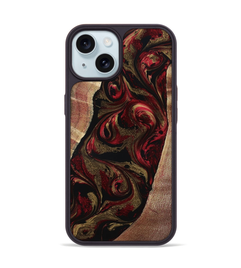 iPhone 15 Wood Phone Case - Malik (Red, 800383)
