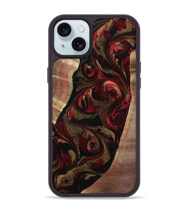 iPhone 15 Plus Wood Phone Case - Malik (Red, 800383)